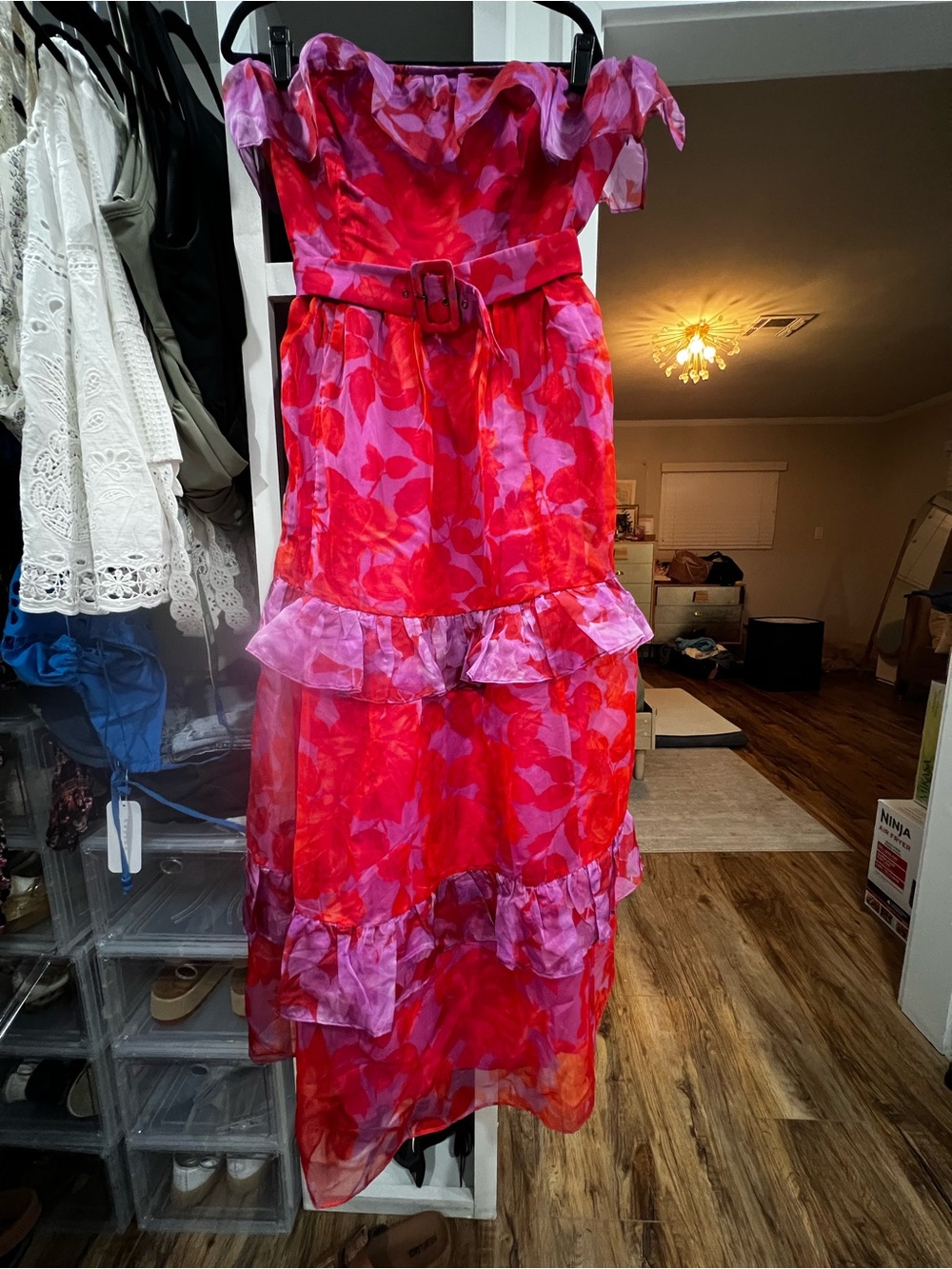 NWT Anthropologie Strapless Floral Ruffle Dress - XL